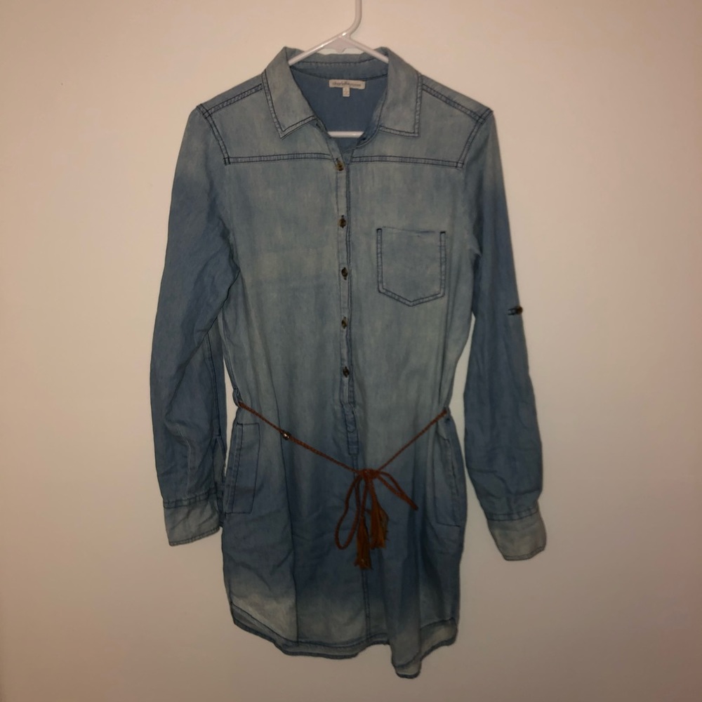 Charlotte Russe Chambray Ombré Belted Dress - Picture 2 of 6